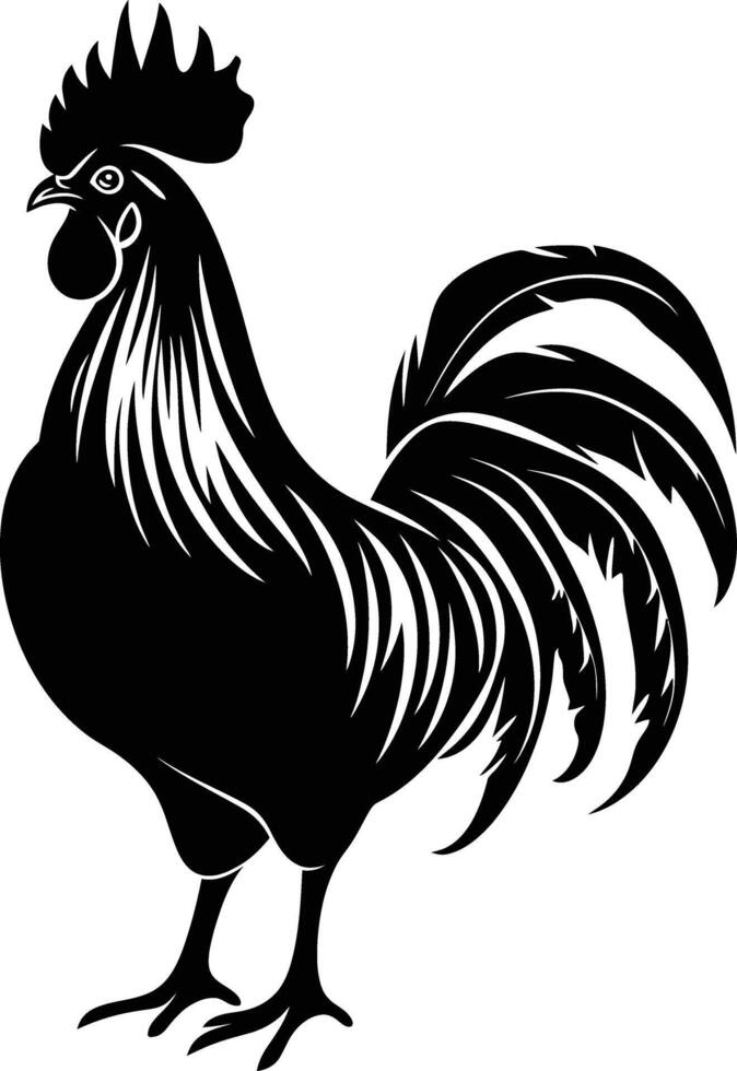 AI generated Silhouette rooster black color only full body vector