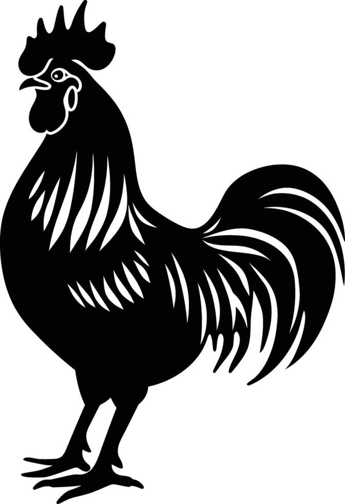 AI generated Silhouette rooster black color only full body vector