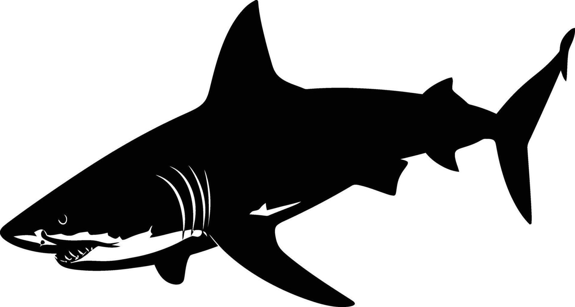 AI generated Silhouette shark black color only vector