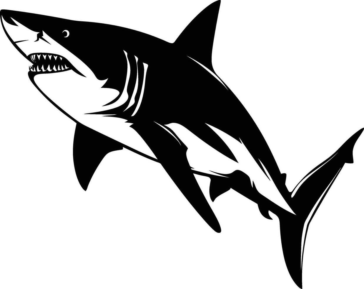 AI generated Silhouette shark black color only vector