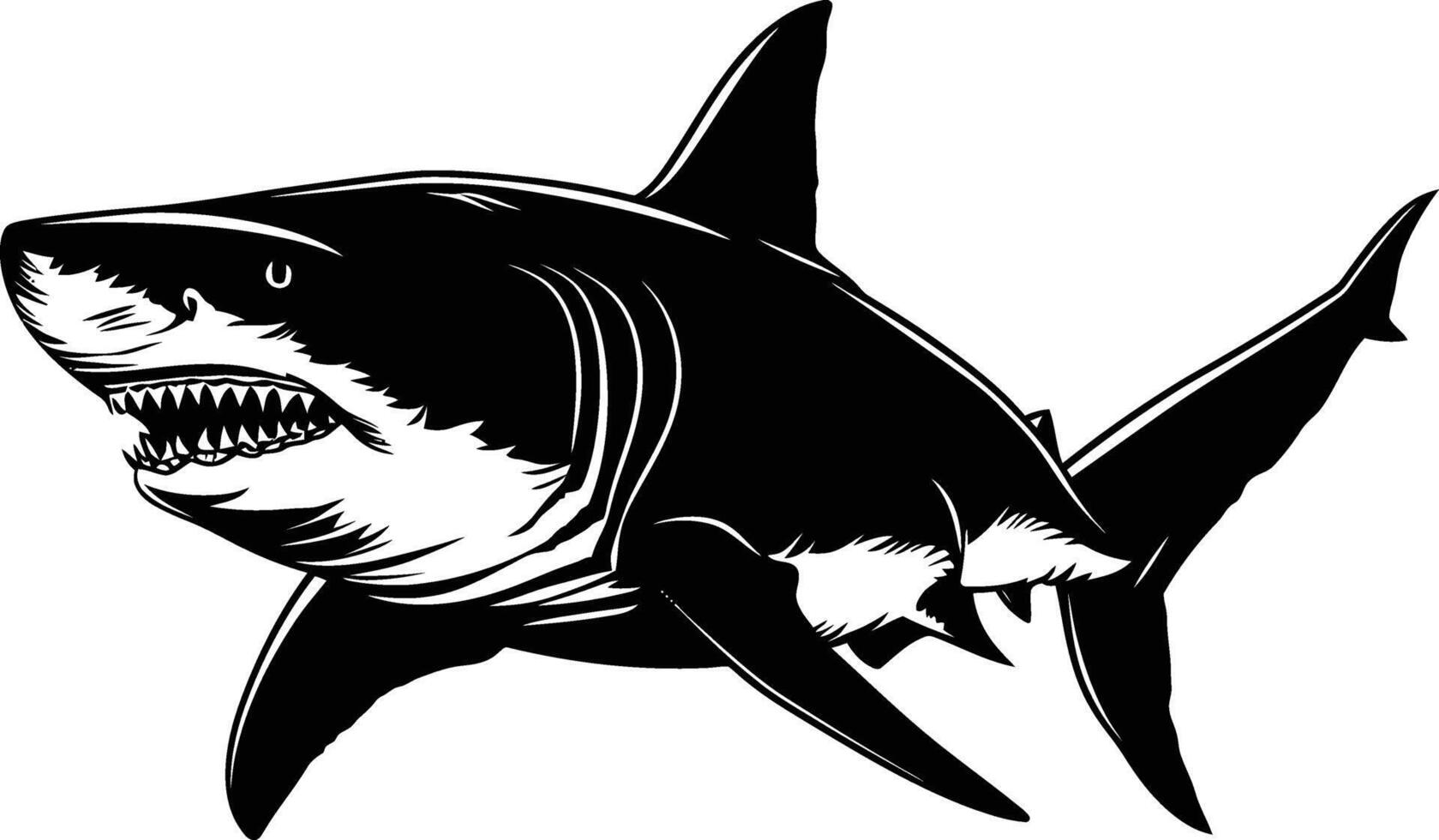 AI generated Silhouette shark black color only vector