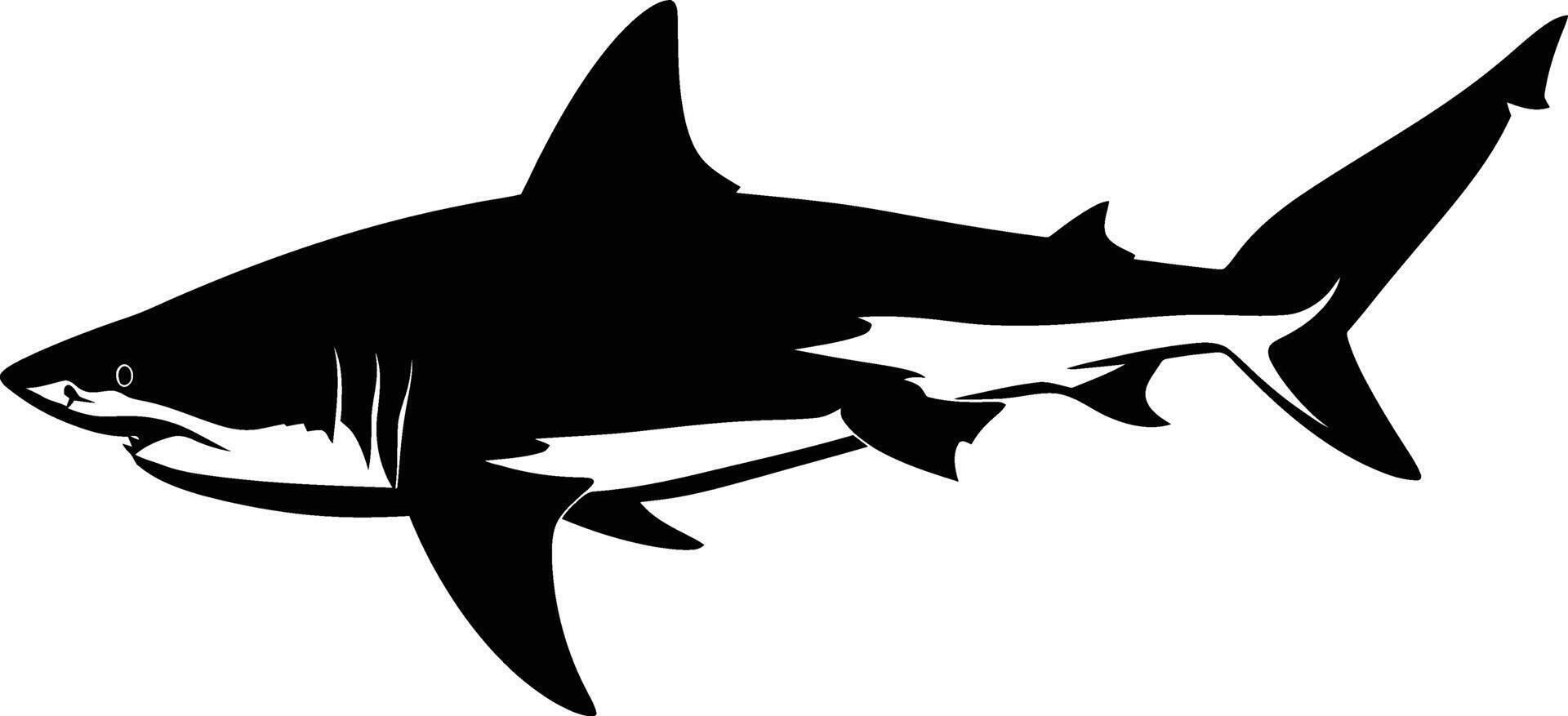 AI generated Silhouette shark black color only vector