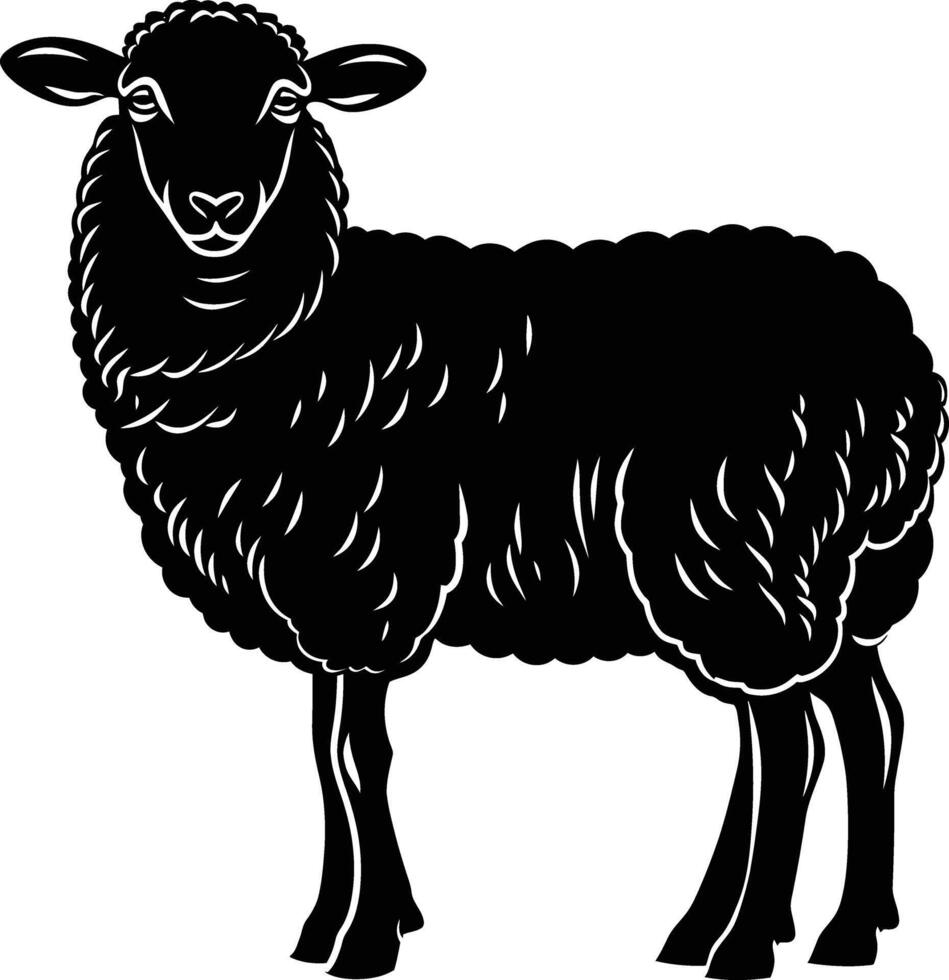 AI generated Silhouette sheep black color only vector