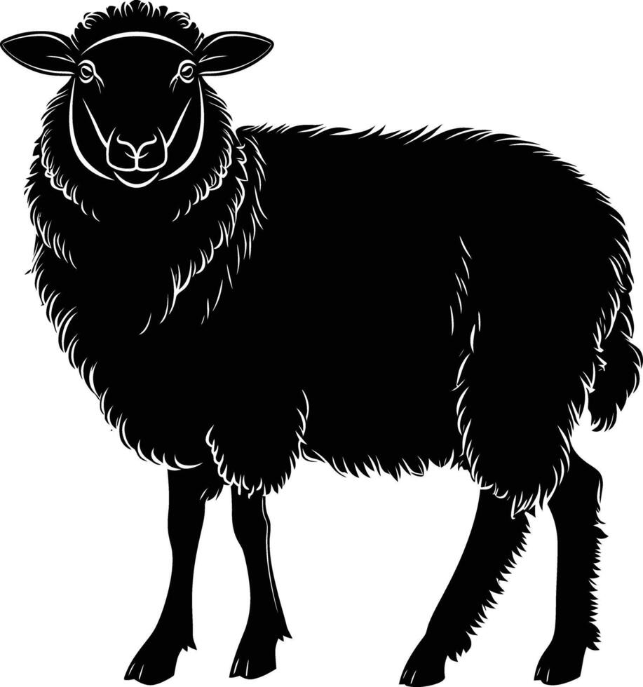 AI generated Silhouette sheep black color only vector