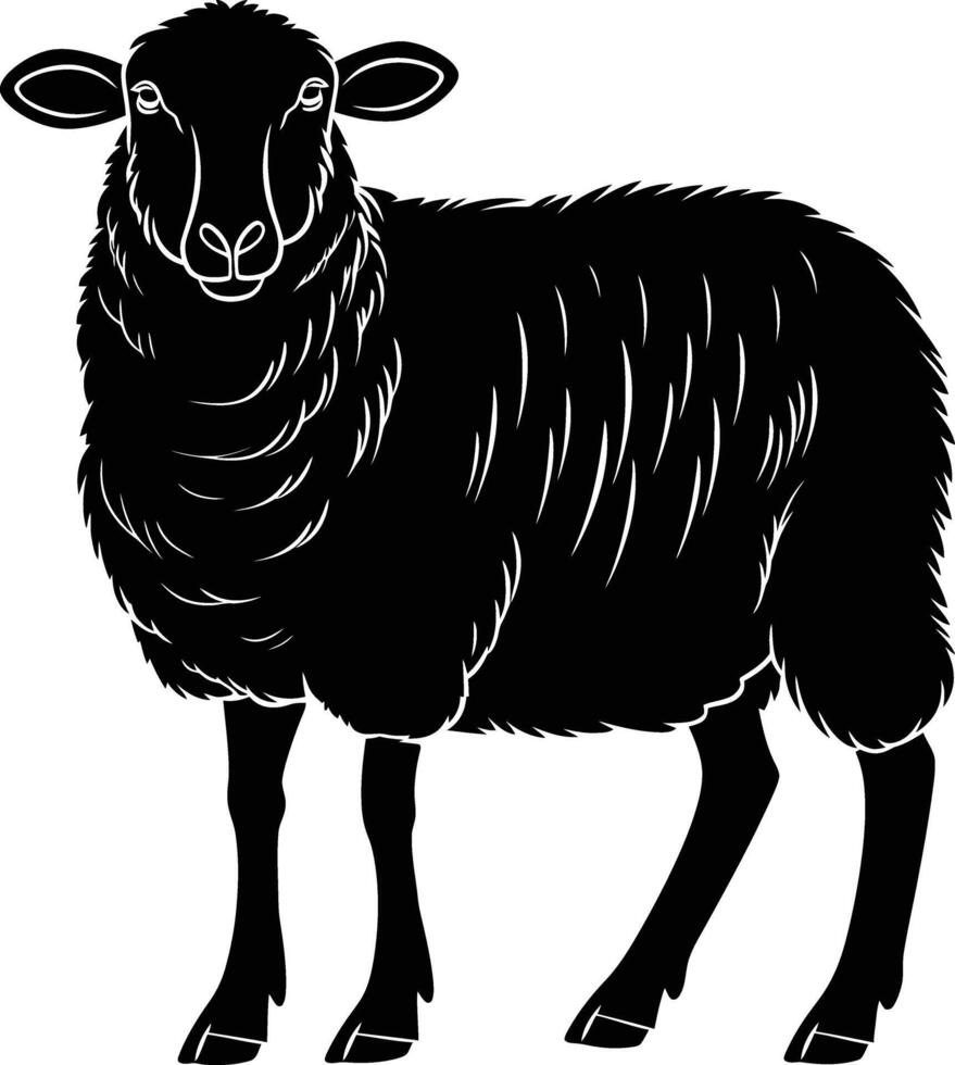 AI generated Silhouette sheep black color only vector