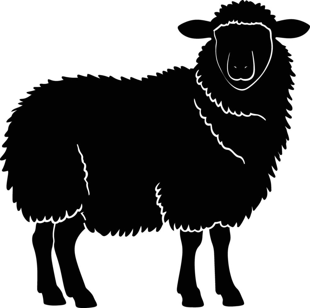 AI generated Silhouette sheep black color only vector