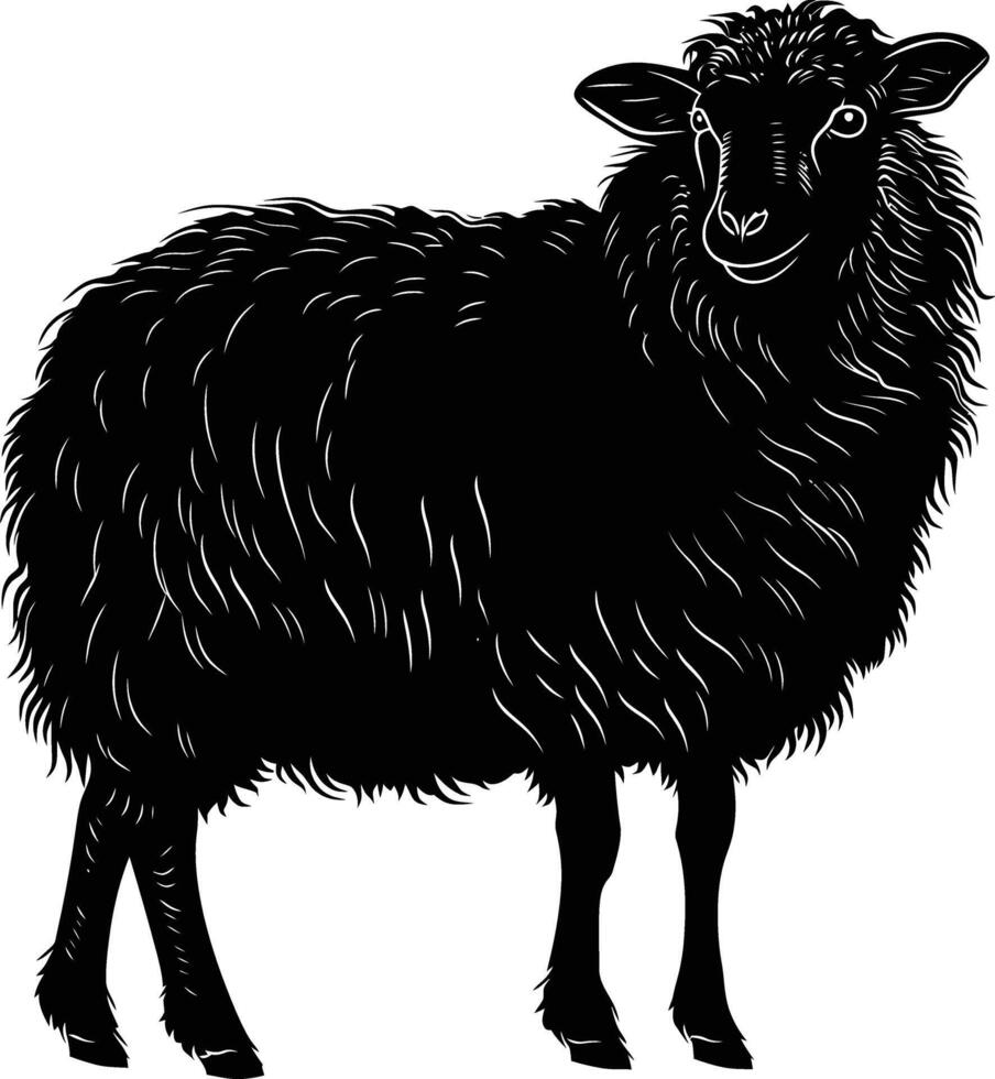 AI generated Silhouette sheep black color only vector