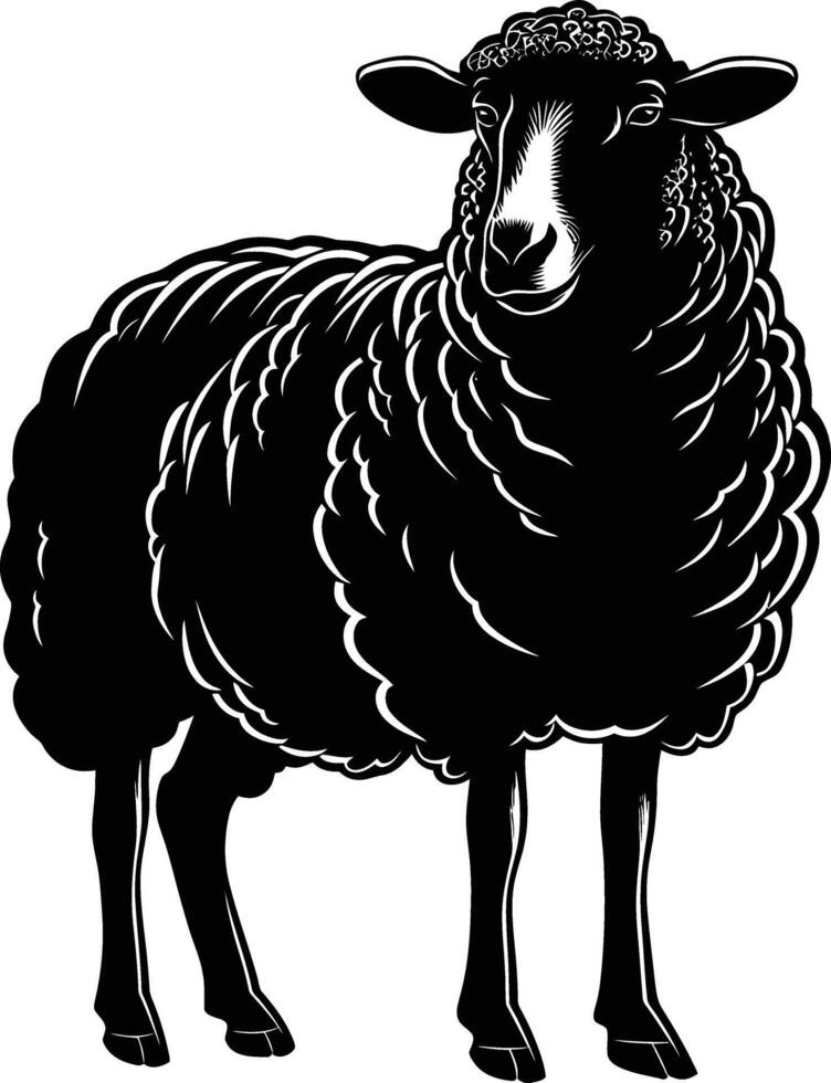 AI generated Silhouette sheep black color only vector