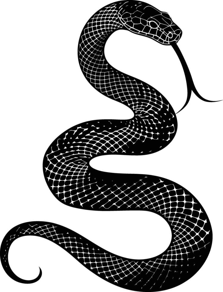 ai generado silueta serpiente negro color solamente lleno cuerpo vector