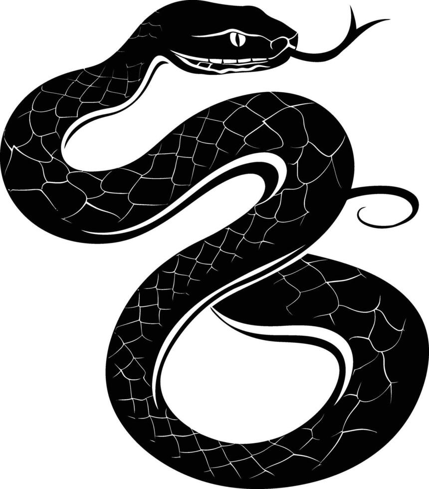 AI generated Silhouette snake black color only full body vector