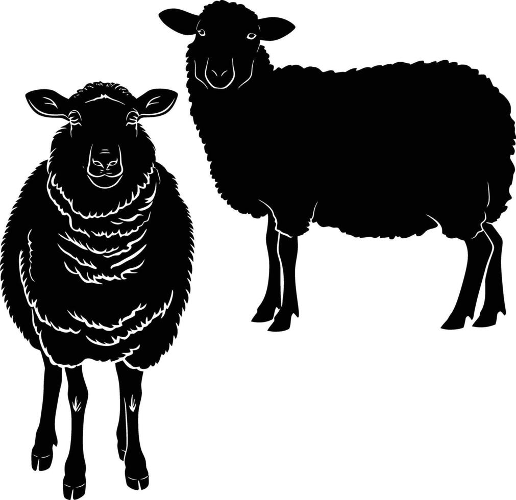 AI generated Silhouette sheep black color only vector