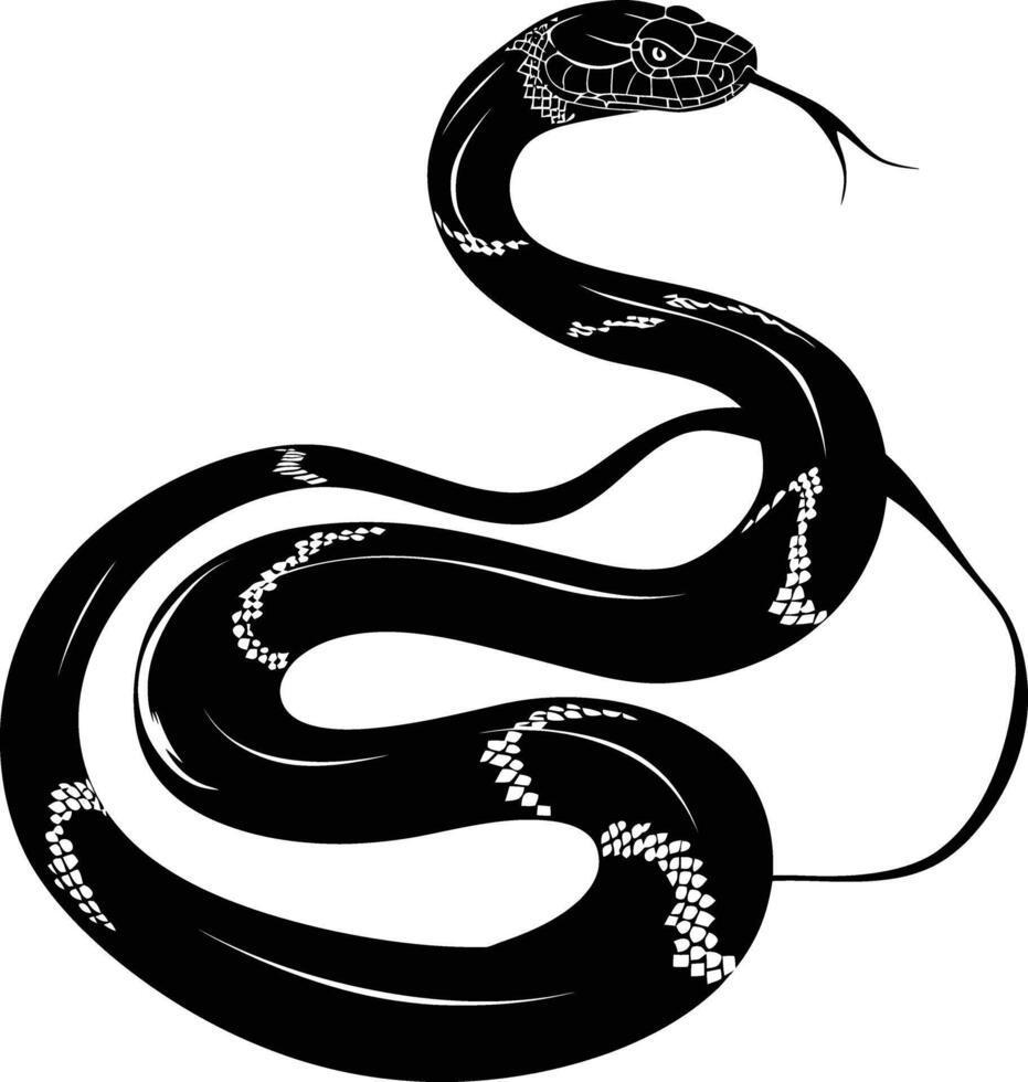 AI generated Silhouette snake black color only full body vector