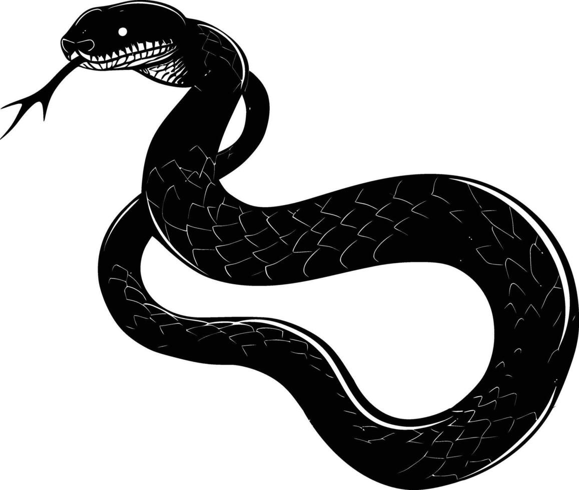AI generated Silhouette snake black color only full body vector