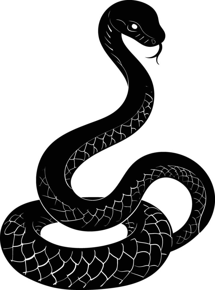 AI generated Silhouette snake black color only full body vector