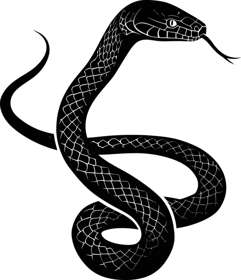 AI generated Silhouette snake black color only full body vector