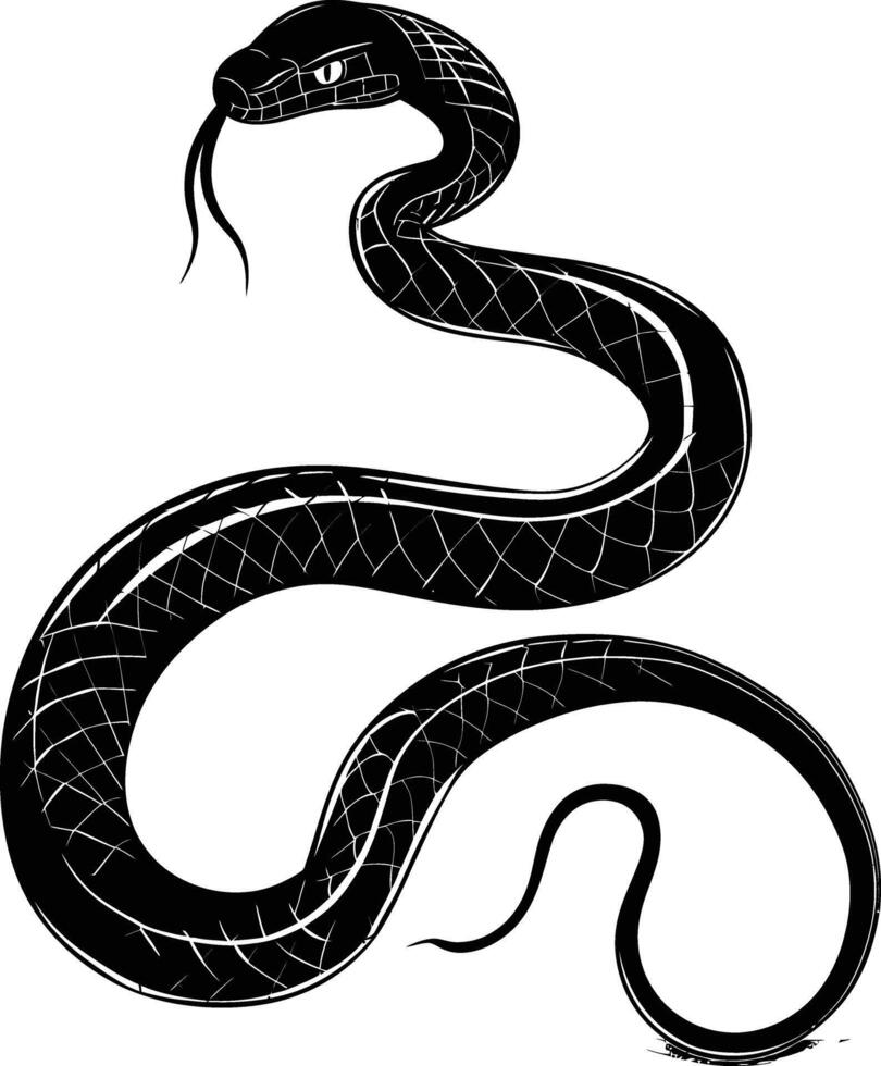 AI generated Silhouette snake black color only full body vector