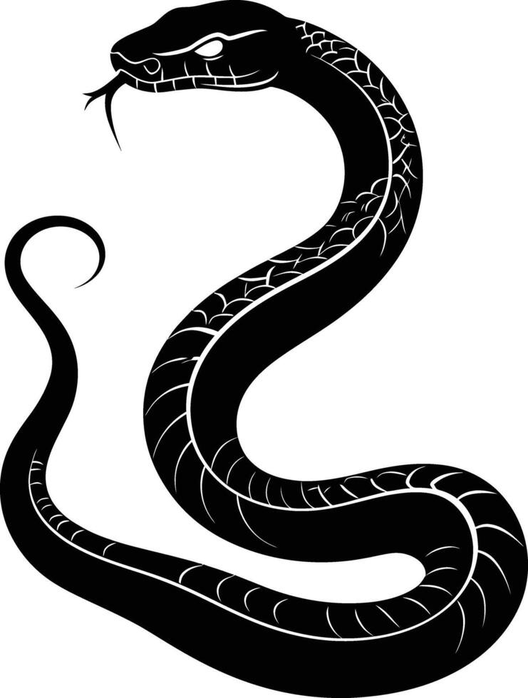 AI generated Silhouette snake black color only full body vector