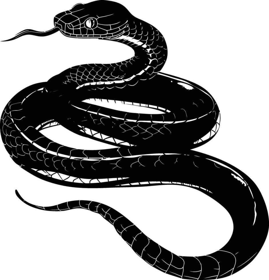 ai generado silueta serpiente negro color solamente lleno cuerpo vector