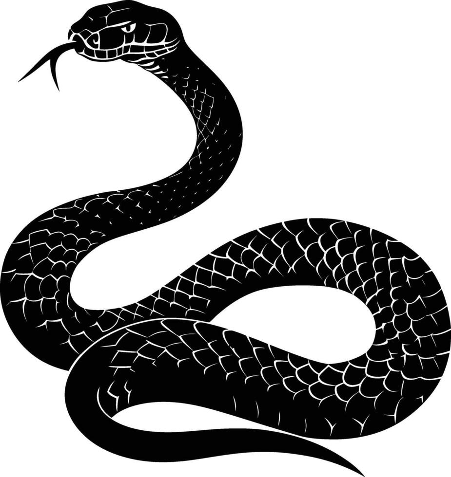 ai generado silueta serpiente negro color solamente lleno cuerpo vector