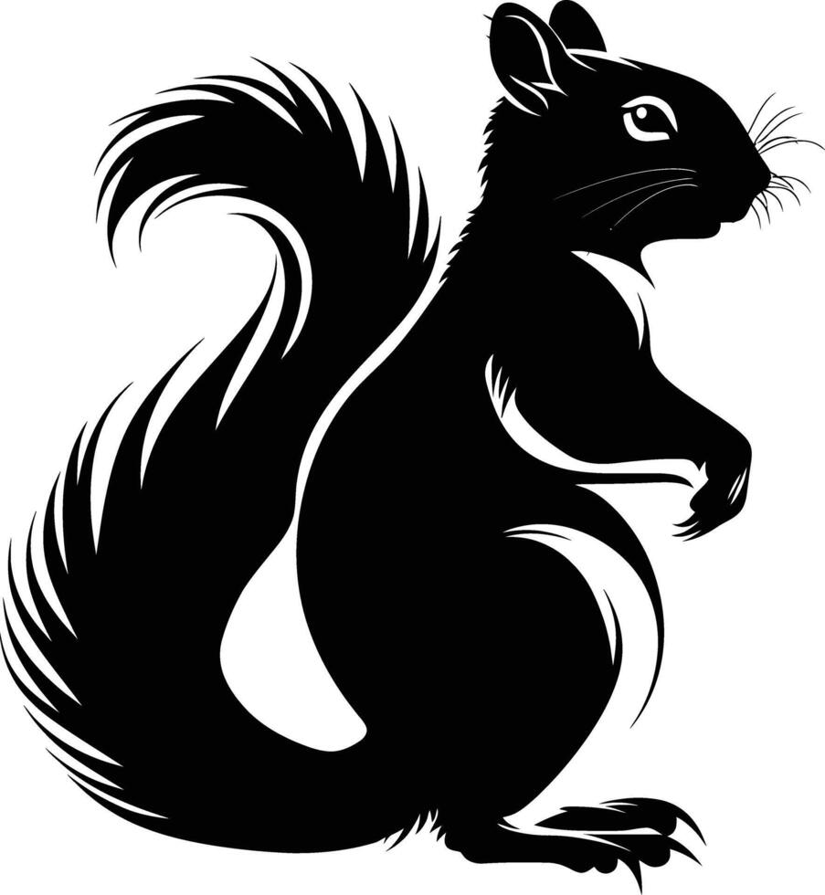 AI generated Silhouette squirrel black color only vector