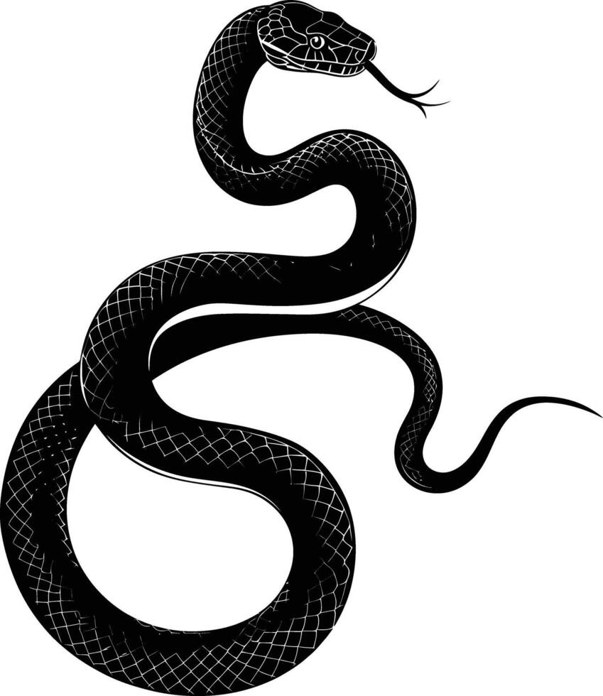 AI generated Silhouette snake black color only full body vector