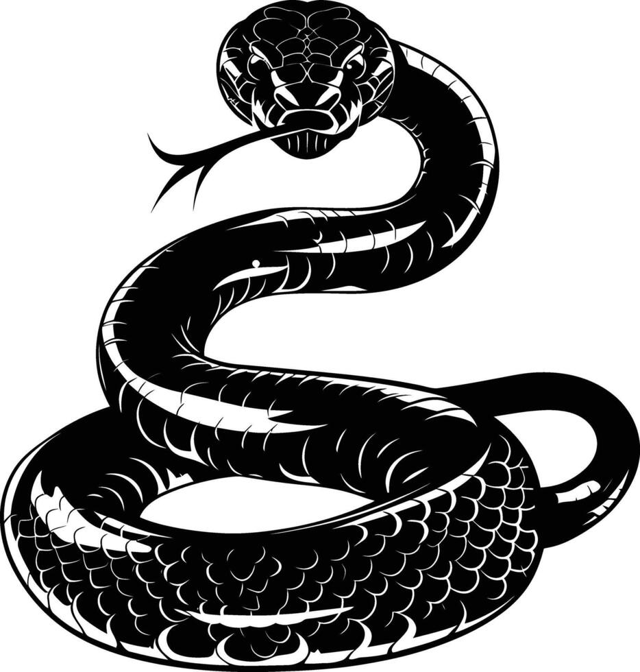 ai generado silueta serpiente negro color solamente lleno cuerpo vector