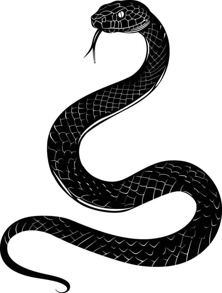 AI generated Silhouette snake black color only full body vector