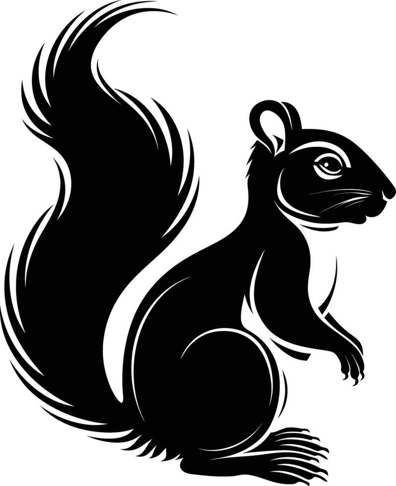 AI generated Silhouette squirrel black color only vector