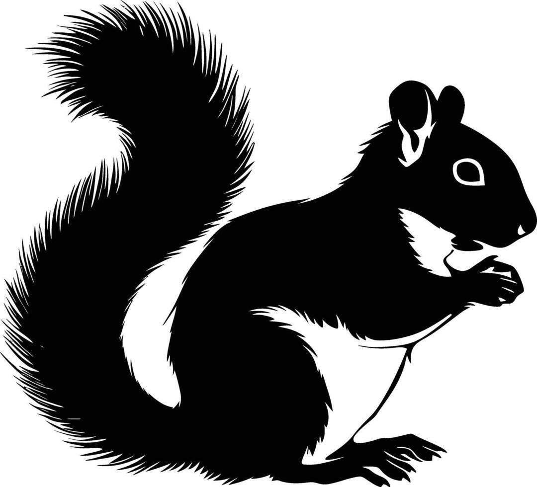 AI generated Silhouette squirrel black color only vector