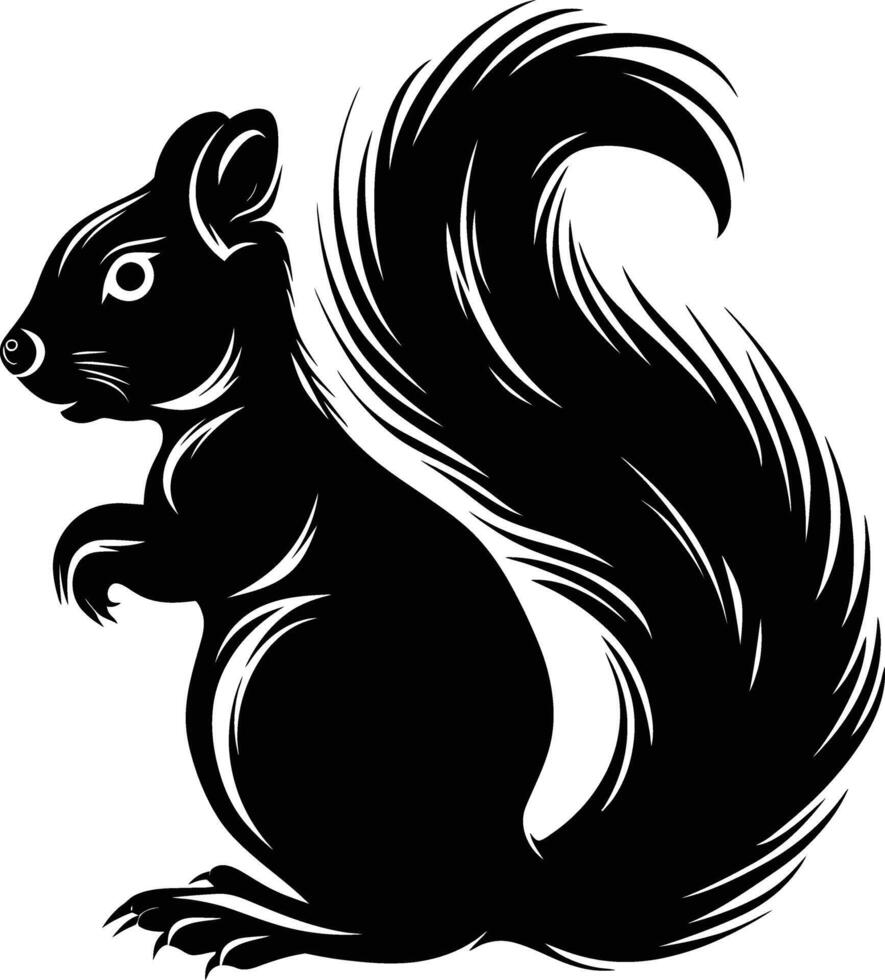 AI generated Silhouette squirrel black color only vector