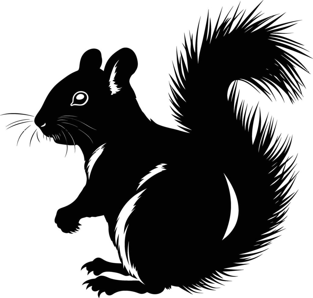 AI generated Silhouette squirrel black color only vector