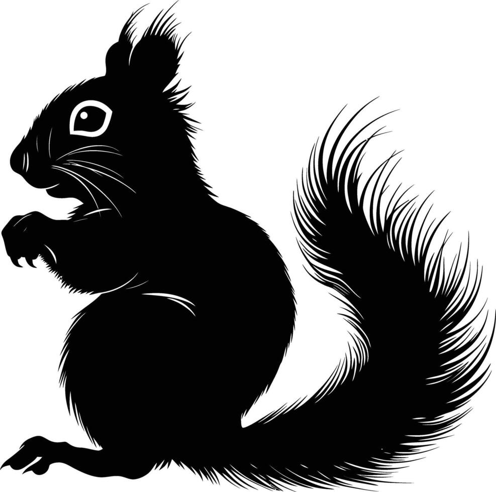 AI generated Silhouette squirrel black color only vector