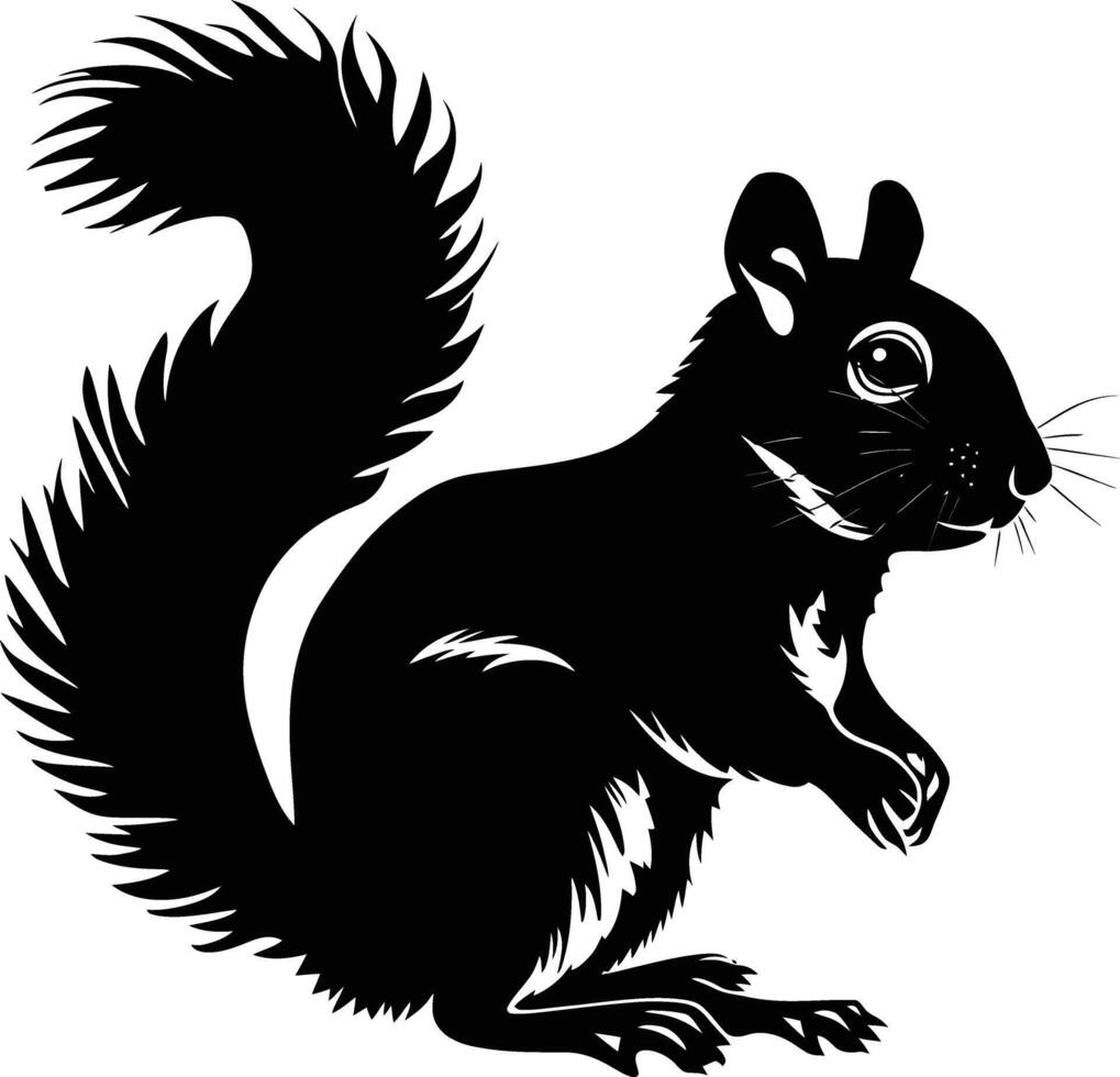 AI generated Silhouette squirrel black color only vector