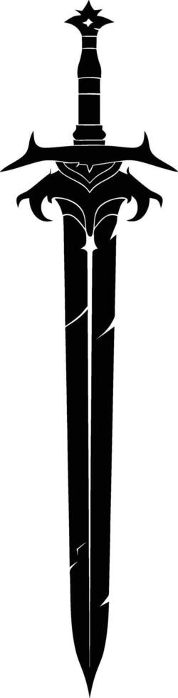 AI generated Silhouette sword black color only vector