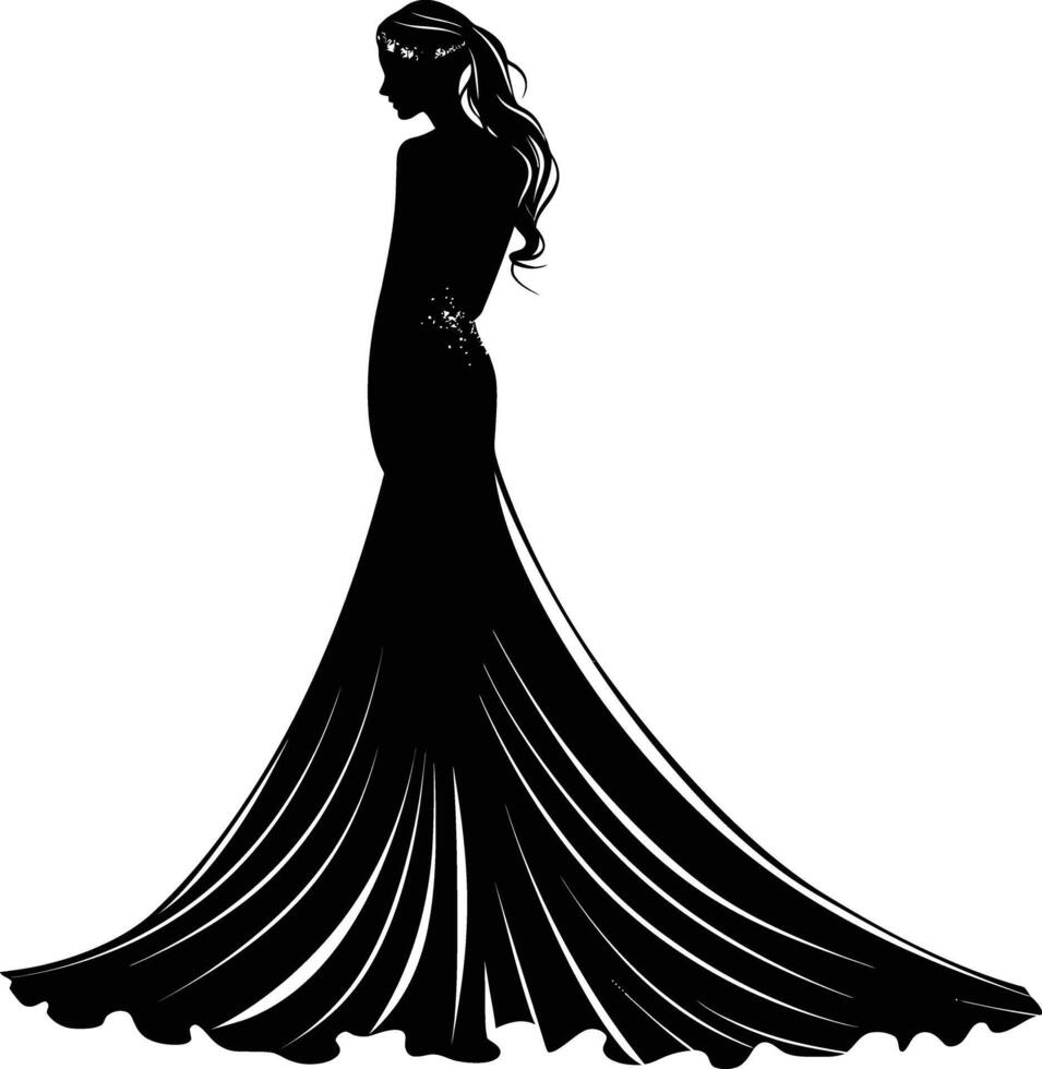 ai generado silueta el novia mujer lleno cuerpo negro color solamente vector