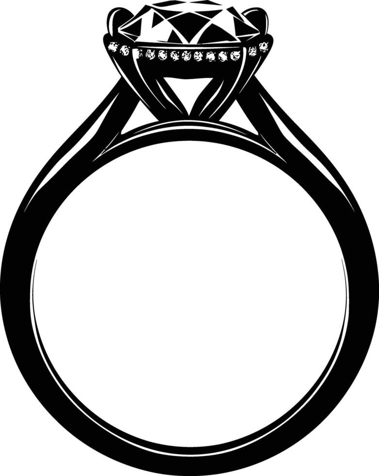 AI generated Silhouette the engagement ring black color only vector