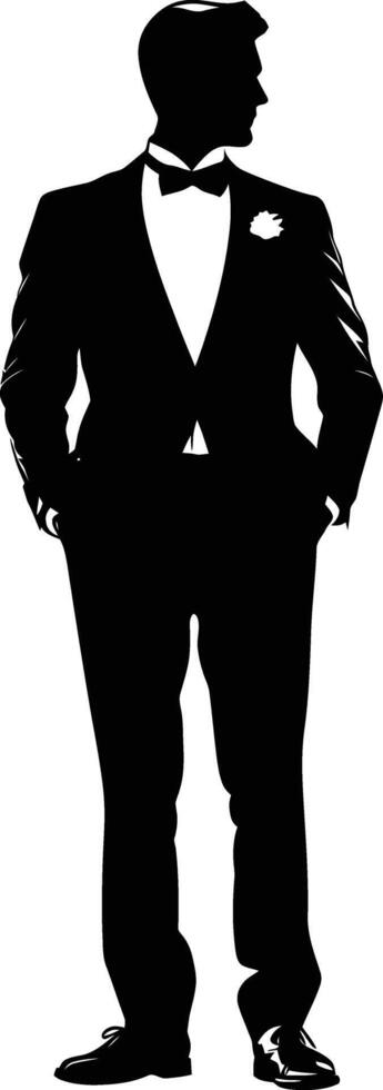 AI generated Silhouette the groom man full body black color only vector