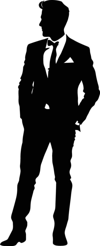 AI generated Silhouette the groom man full body black color only vector
