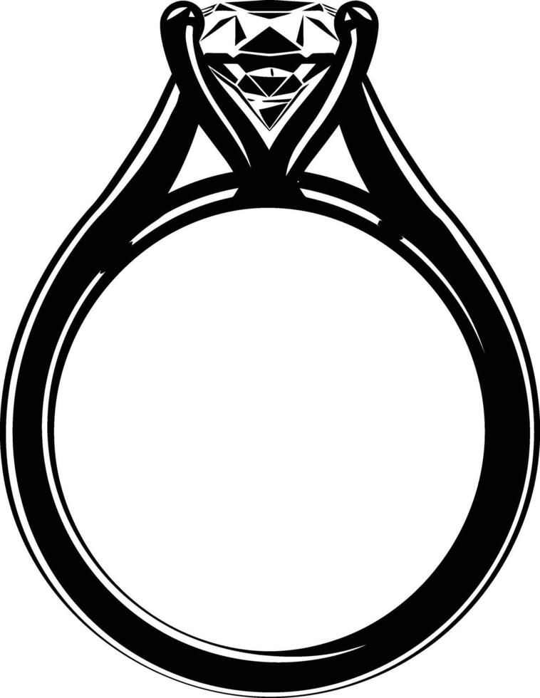 AI generated Silhouette the engagement ring black color only vector
