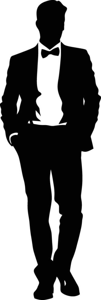 AI generated Silhouette the groom man full body black color only vector