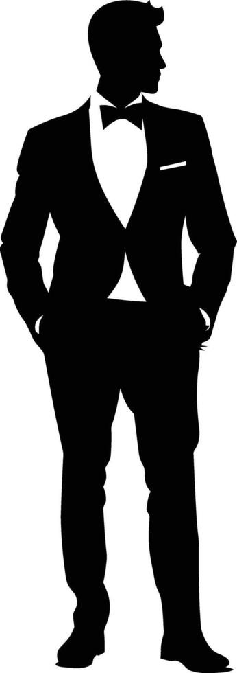 AI generated Silhouette the groom man full body black color only vector