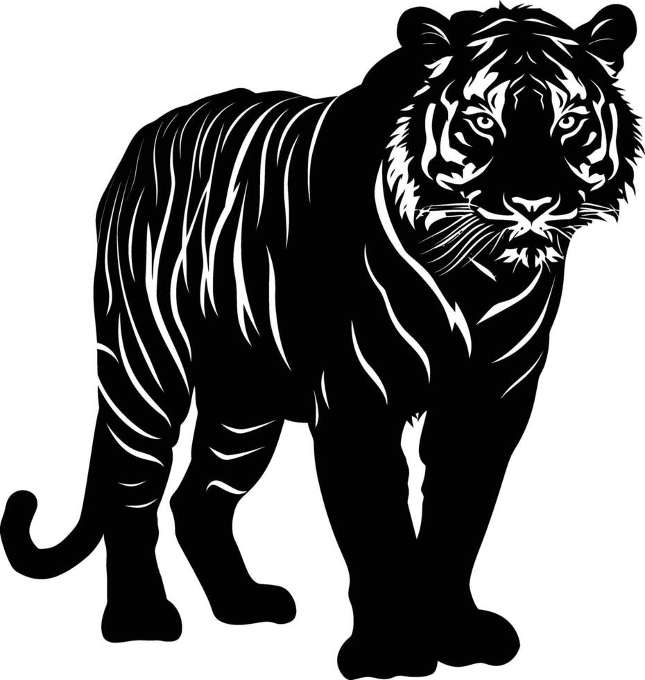 ai generado silueta Tigre negro color solamente lleno cuerpo vector