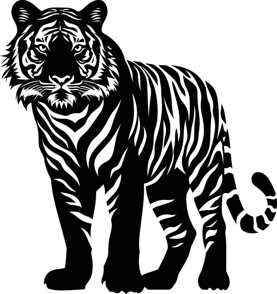 ai generado silueta Tigre negro color solamente lleno cuerpo vector