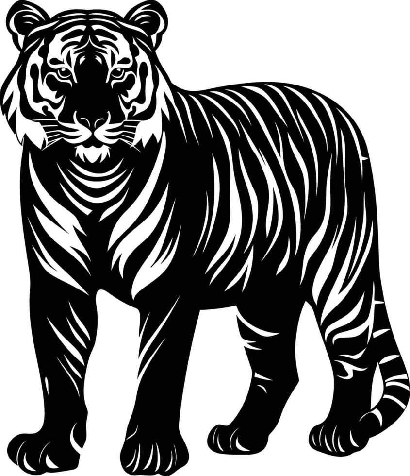 ai generado silueta Tigre negro color solamente lleno cuerpo vector