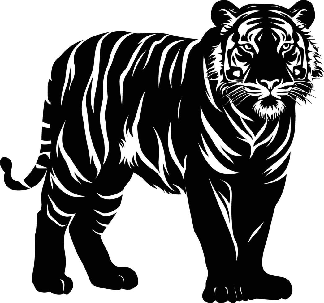 ai generado silueta Tigre negro color solamente lleno cuerpo vector