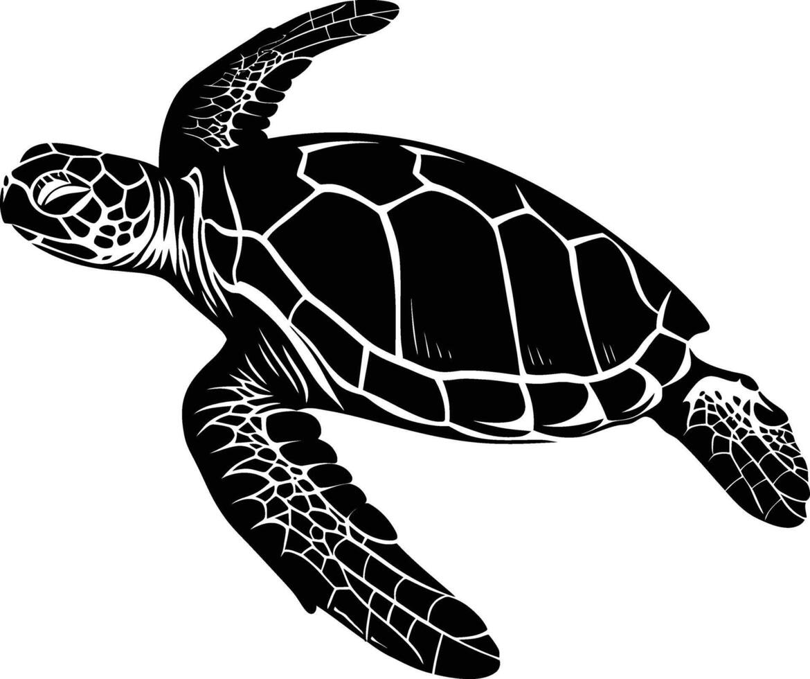 AI generated Silhouette turtle full body black color only vector