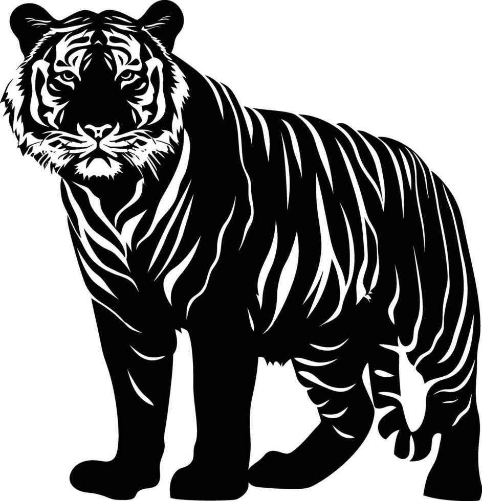 ai generado silueta Tigre negro color solamente lleno cuerpo vector