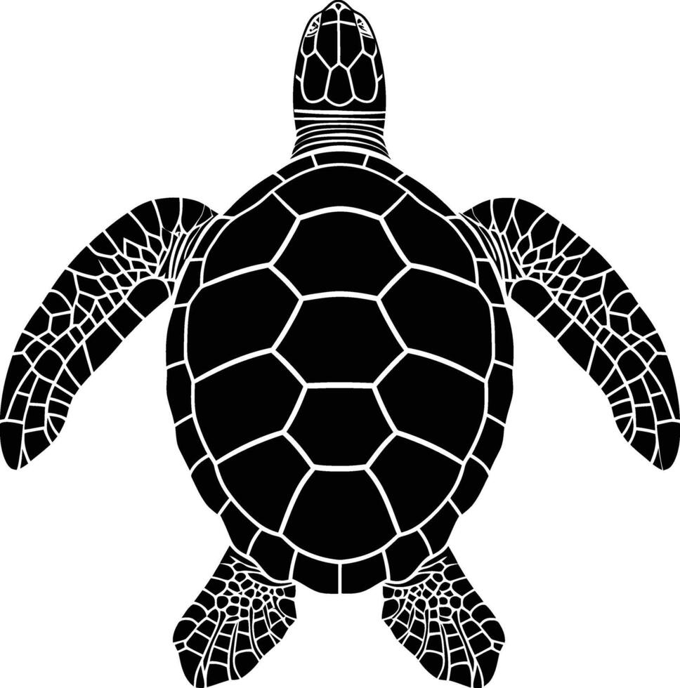 AI generated Silhouette turtle full body black color only vector