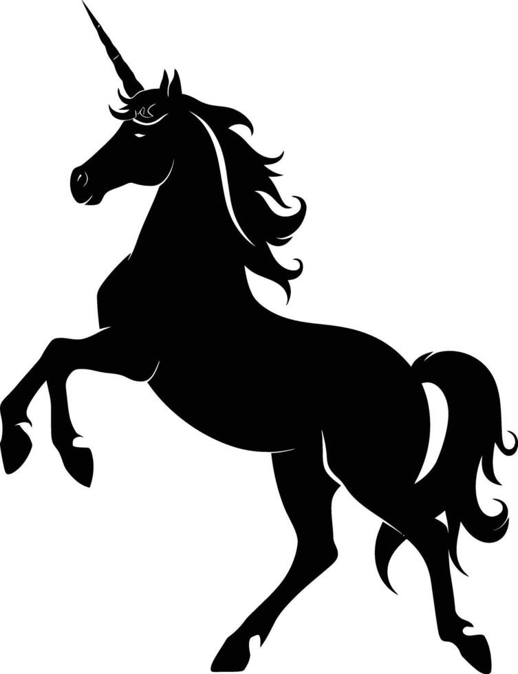 AI generated Silhouette unicorn full body black color only vector