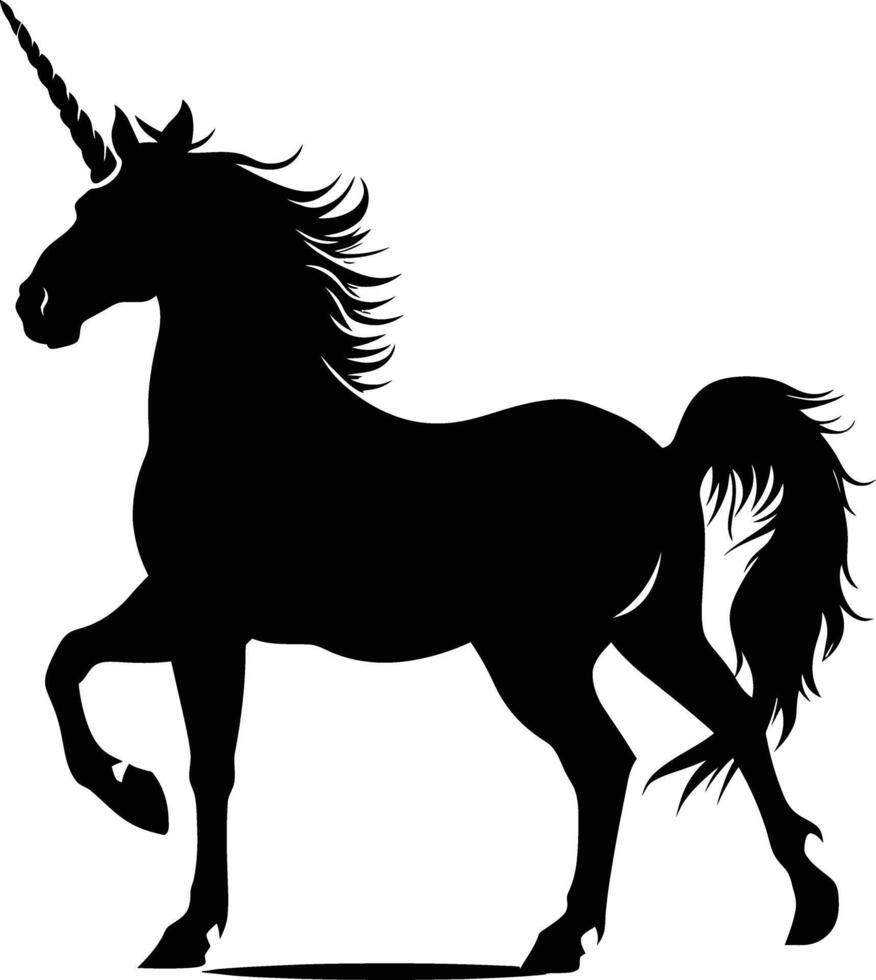 AI generated Silhouette unicorn full body black color only vector